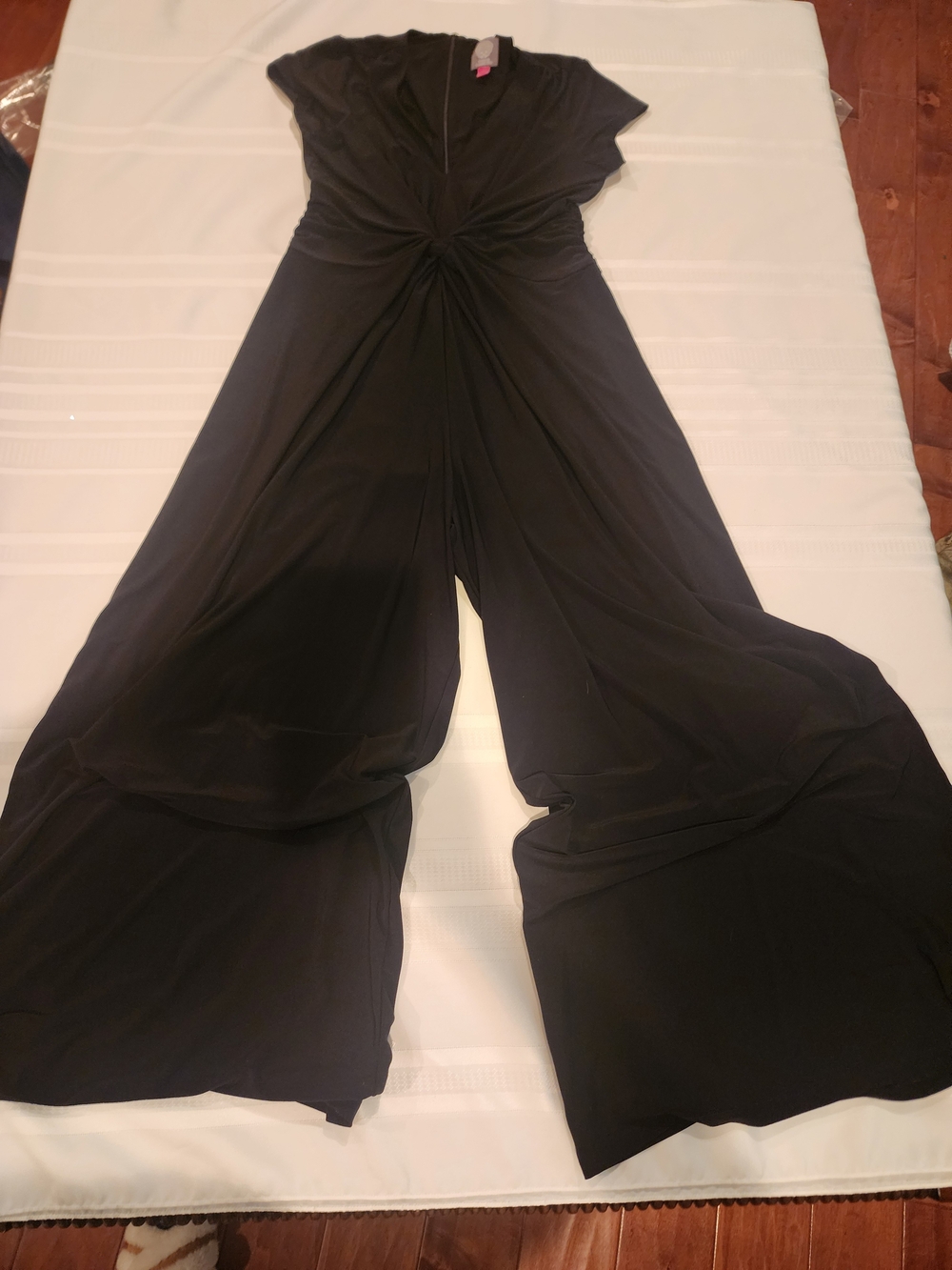 Vince Camuto Black Twist-Front Wide-Leg Jumpsuit